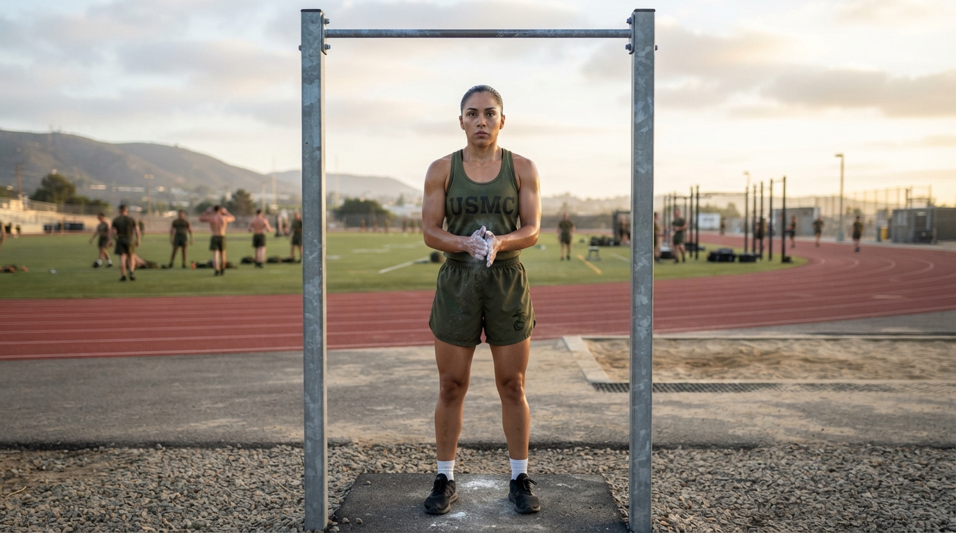 pull-ups or push-ups, plank, 3-mile run